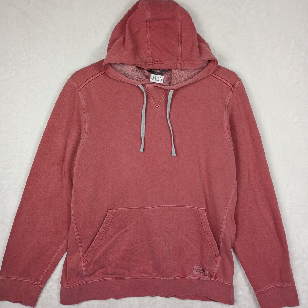 Eddie Bauer Mens Hoodie Pullover‎ Sweatshirt Faded Red Medium Kangaroo Pocket
